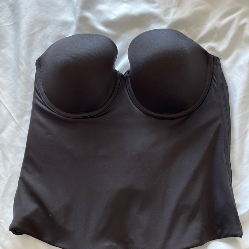 Maidenform Push Up Bustier Corset Long Line Bra Black Size 38B